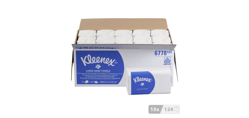 Papier essuie-mains pliage enchevêtré Kleenex Airflex Ultra 6778 - Carton de 1860