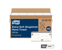 Essuie-mains pliage enchevêtré Tork H3 Premium doux- Carton de 3000