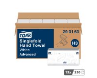 Essuie-mains pliage enchevêtré Tork H3 Advanced doux - Carton de 3750