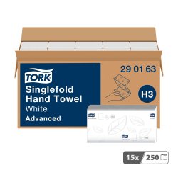 Essuie-mains pliage enchevêtré Tork H3 Advanced doux - Carton de 3750
