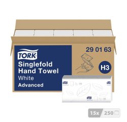Essuie-mains pliage enchevêtré Tork H3 Advanced doux - Carton de 3750