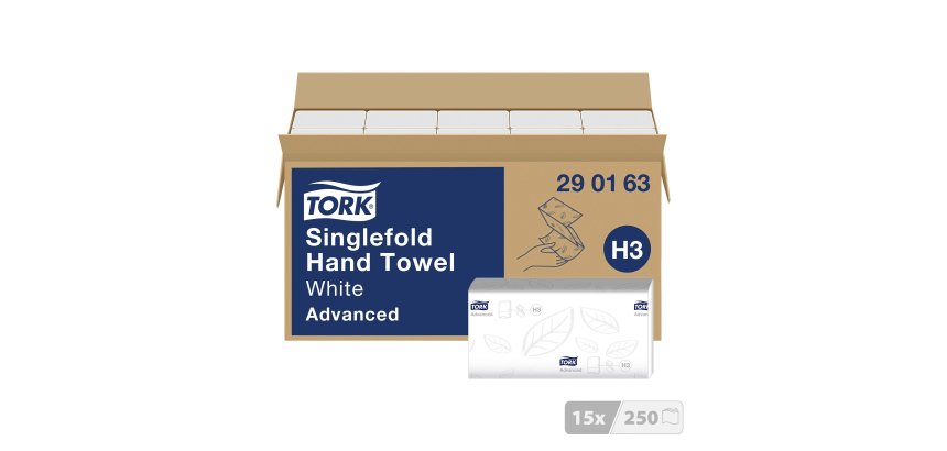 Essuie-mains pliage enchevêtré Tork H3 Advanced doux - Carton de 3750