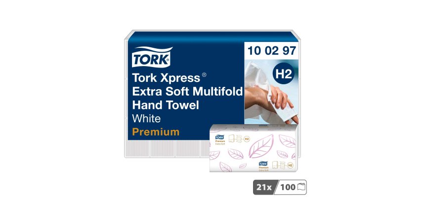 Essuie-mains pliage enchevêtré Tork H2 Premium Extradoux - Carton de 2100