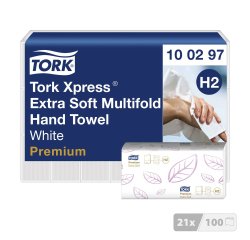 Essuie-mains pliage enchevêtré Tork H2 Premium Extradoux - Carton de 2100