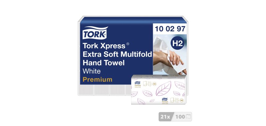 Essuie-mains pliage enchevêtré Tork H2 Premium Extradoux - Carton de 2100