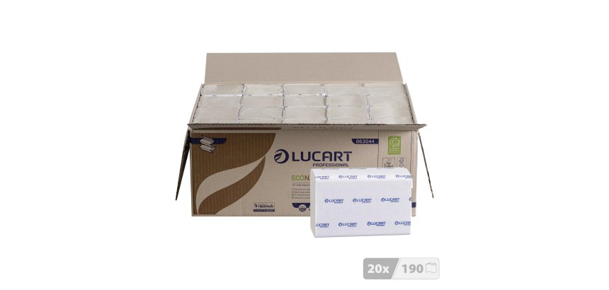 Papier essuie-mains pliage enchevêtré Lucart EcoNatural  V2 – Carton de 3800