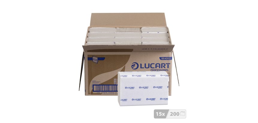 Papier essuie-mains pliage enchevêtré Lucart EcoNatural Z20 – Carton de 3000