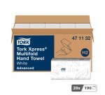 Secamanos plegado en W Tork H2 Advanced - Caja 3800