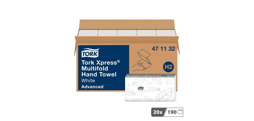 Essuie-mains pliage enchevêtré Tork H2 Advanced - Carton 3800