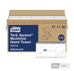 Essuie-mains pliage enchevêtré Tork H2 Advanced - Carton 3800