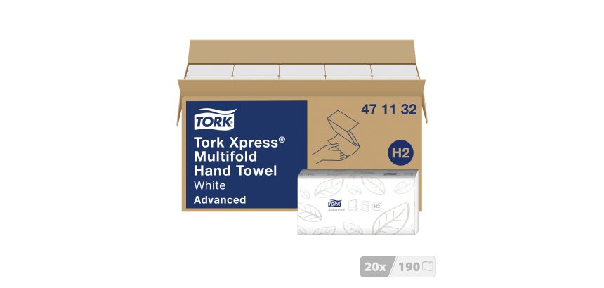 Essuie-mains pliage enchevêtré Tork H2 Advanced - Carton 3800