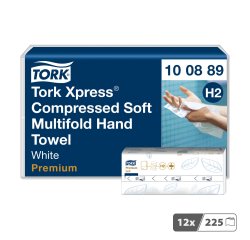 Essuie-mains pliés Tork H2 compressés Tork Xpress doux Premium - Sachet de 2700