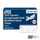 Essuie-mains pliés Tork H2 compressés Tork Xpress Advanced - Sachet de 2400