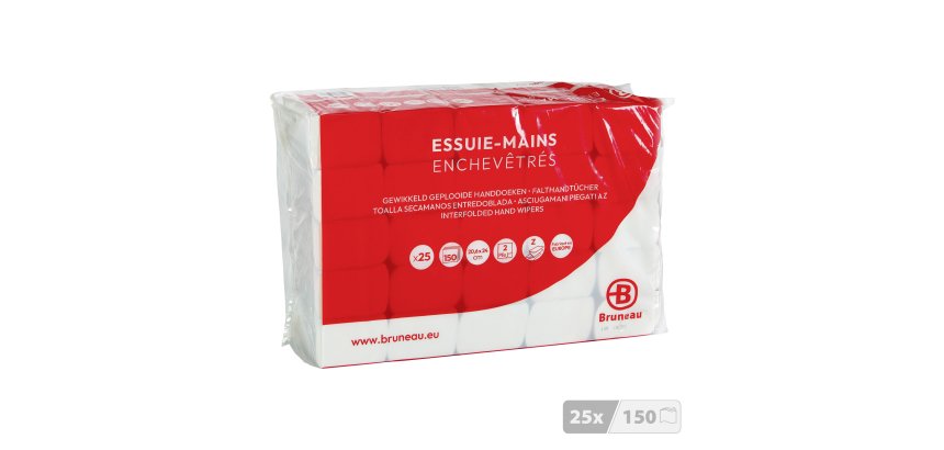 Essuie-mains Bruneau extra blanc pliage enchevêtré - Colis de 3750