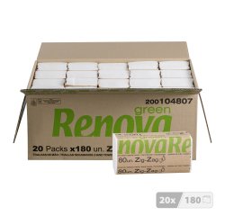 Papier essuie-mains 75 % recyclé Renova Green Zig Zag - Carton de 3600