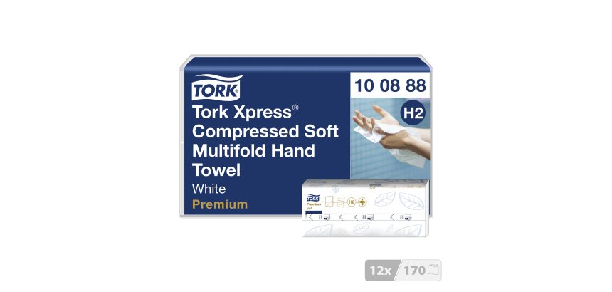 Essuie-mains pliés Tork H2 compressés Tork Xpress doux Premium - Sachet de 2040