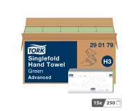 Essuie-mains pliage en V Tork H3 Advanced vert - Carton de 3750