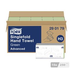 Essuie-mains pliage en V Tork H3 Advanced vert - Carton de 3750