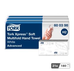 Essuie-mains pliage enchevêtré Tork H2 Advanced doux - Carton de 3780