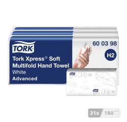 Essuie-mains pliage enchevêtré Tork H2 Advanced doux - Carton de 3780