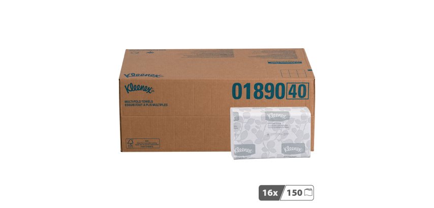 Papier essuie-mains pliage enchevêtré Kleenex Airflex 1890 - Carton de 2400