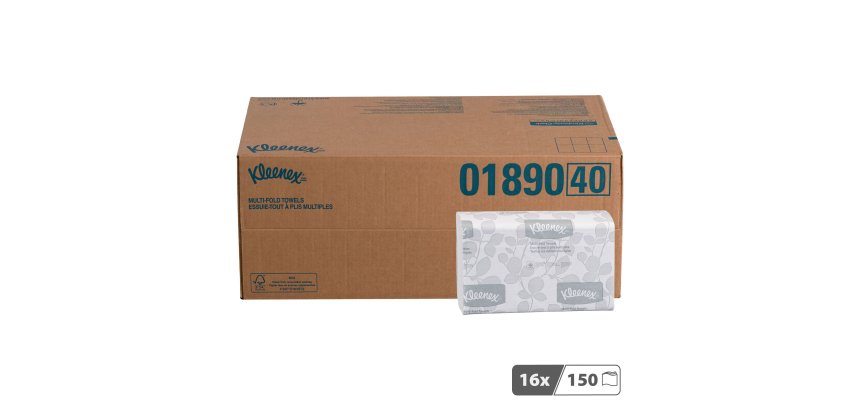 Papier essuie-mains pliage enchevêtré Kleenex Airflex 1890 - Carton de 2400
