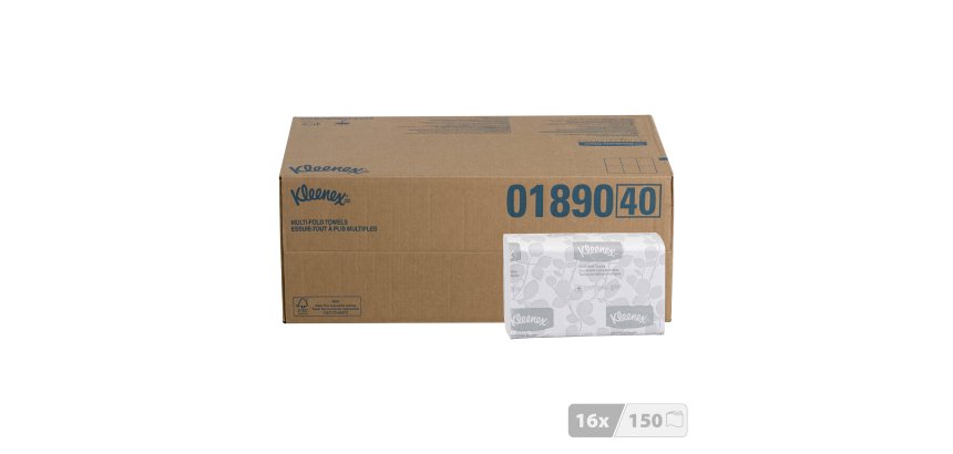 Papier essuie-mains pliage enchevêtré Kleenex Airflex 1890 - Carton de 2400