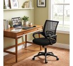 Chaise de bureau SPRING tissu et maille, accoudoirs fixes, soutien lombaire, mécanisme basculant centré, pied noir