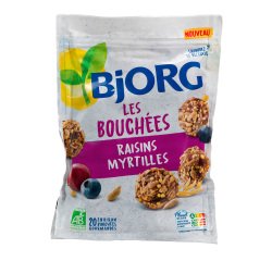 Les Bouchées aux raisins et myrtilles Bio Bjorg - Sachet de 120 g