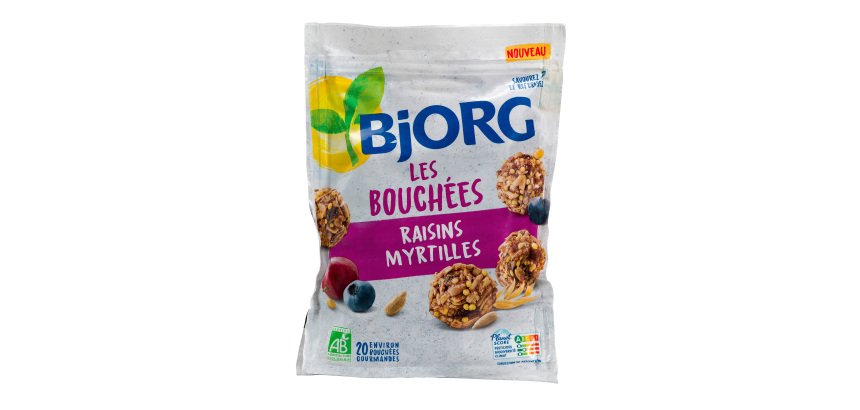 Les Bouchées aux raisins et myrtilles Bio Bjorg - Sachet de 120 g