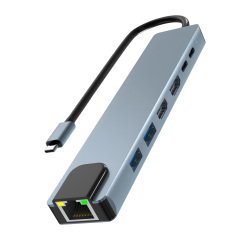Hub 7 en 1 USB-C 3.0 iClick TnB con pantalla dual 4K (usb-A/C, 2xHDMI, RJ45)