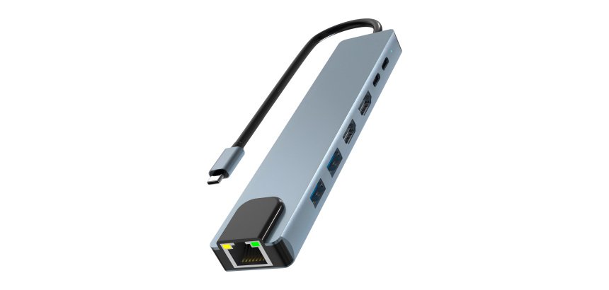 Hub 7 en 1 USB-C 3.0 iClick TnB con pantalla dual 4K (usb-A/C, 2xHDMI, RJ45)