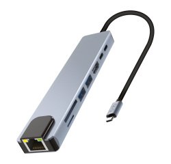 Hub 8 en 1 USB C 3.0 iClick TnB (usb-A/C, HDMI, RJ45, SD y MicroSD)