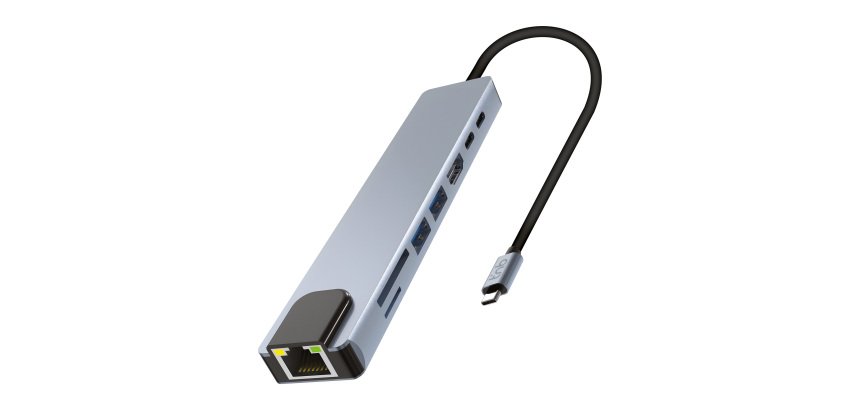 Hub 8 en 1 USB C 3.0 iClick TnB (usb-A/C, HDMI, RJ45, SD y MicroSD)