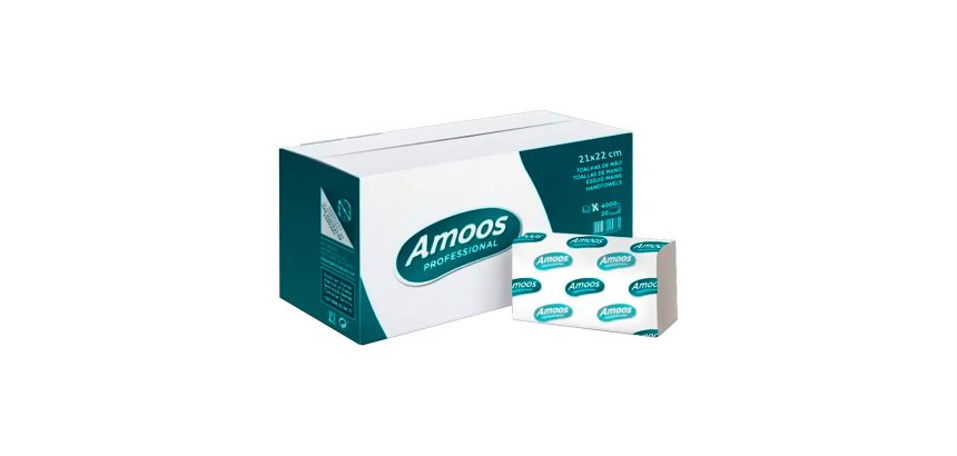 Toalla de papel secamanos amoos engarzada 2 capas 21x22 cm caja de 4000 unidades