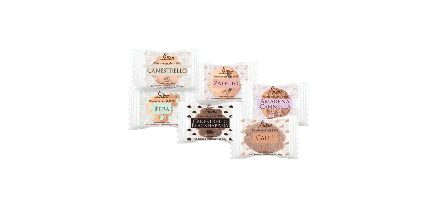 Scatola 200 biscotti assoritti Loison - 1,25 Kg - Canestrello, Zaletto, Pera, Amarena e Cannella, Canestrello BlackHabana® e Caffè.