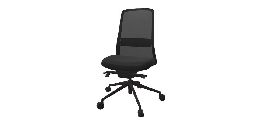Chaise de bureau Rockit tissu et maille, mécanisme synchrone, dossier haut, soutien lombaire, structure noire