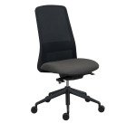 Rockit office chair fabric and mesh, synchronous mechanism, high backrest, lumbar support, black structure