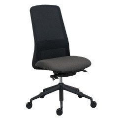 Chaise de bureau Rockit tissu et maille, mécanisme synchrone, dossier haut, soutien lombaire, structure noire