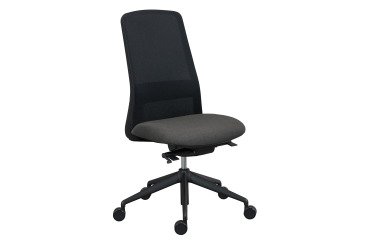 Chaise de bureau Rockit tissu et maille, mécanisme synchrone, dossier haut, soutien lombaire, structure noire