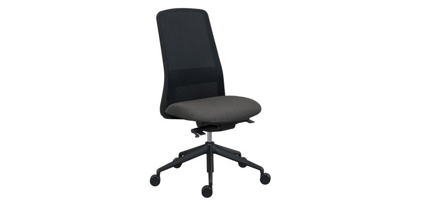 Chaise de bureau Rockit tissu et maille, mécanisme synchrone, dossier haut, soutien lombaire, structure noire