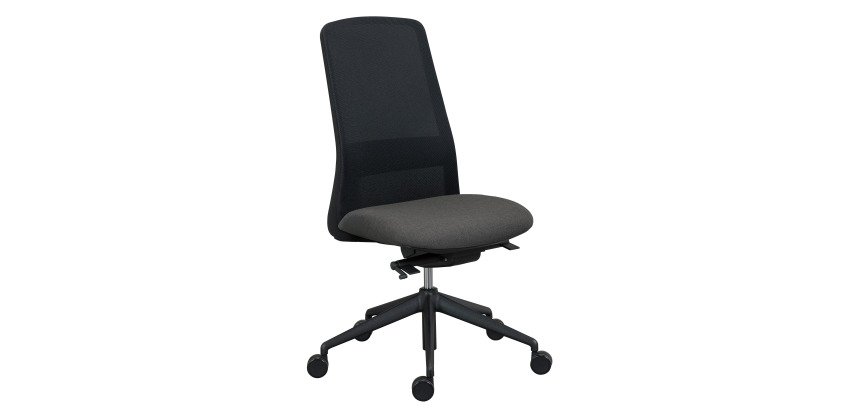 Chaise de bureau Rockit tissu et maille, mécanisme synchrone, dossier haut, soutien lombaire, structure noire