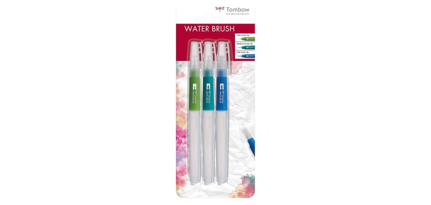 Pinceau à réservoir d'eau pointe assorties Tombow - Lot de 3