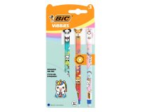 Stylo roller Bic Vibbies effaçable rétractable pointe 1 mm - écriture moyenne - Blister de 3