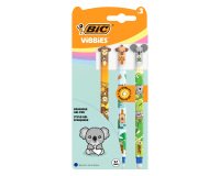 Stylo roller Bic Vibbies effaçable rétractable pointe 0,7 mm - écriture moyenne - Blister de 3