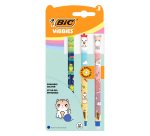 Stylo roller Bic Vibbies effaçable rétractable pointe 1 mm - écriture moyenne - Blister de 3