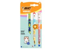 Stylo roller Bic Vibbies effaçable rétractable pointe 1 mm - écriture moyenne - Blister de 3