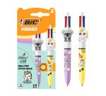 Mini Bic 4-Color Ballpoint Pen Vibbies Retractable 1mm Tip - Medium Writing - Pack of 3