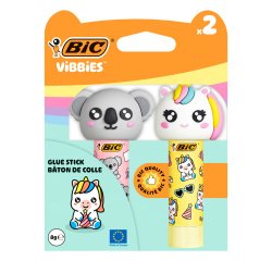 Colle bâton BIC Vibbies permanente 8 g assorti aléatoire - Lot de 2