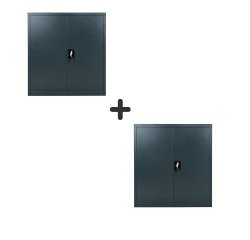 Metaalkastpakket Primo met draaideuren L 90 x H 102 x D 42 - anthraciet lichaam/anthraciet deuren 1+1 gratis